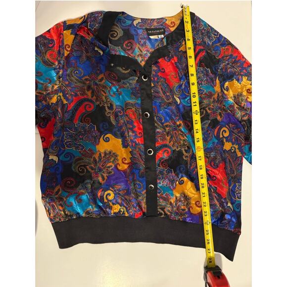 Vintage Notations Top Womens 18W Paisley Satin Blouse 90s - Picture 8 of 9